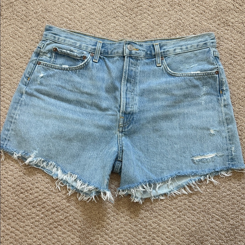 Agolde Classic Light Blue Denim Cutoff Shorts